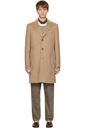 Beige Regular-Fit Wool & Cashmere Coat