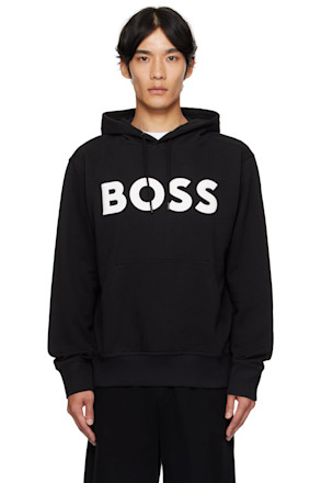 Black Relaxed-Fit Large Logo Hoodie