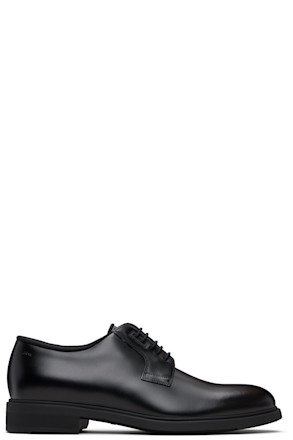 Black Piped Trims Leather Derbys
