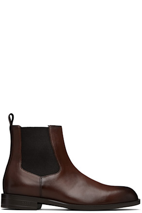 Brown Faux-Leather Chelsea Boots