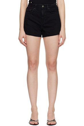 Black Rise N Hi Stealth Denim Shorts