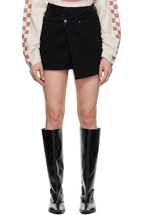 Black Rap Denim Miniskirt