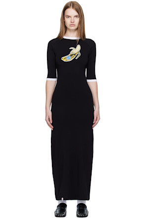 Black Raglan Baby Tee Midi Dress