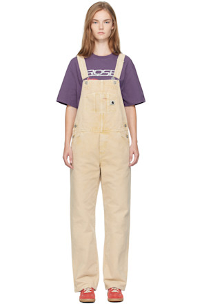Beige Bib Straight Overalls