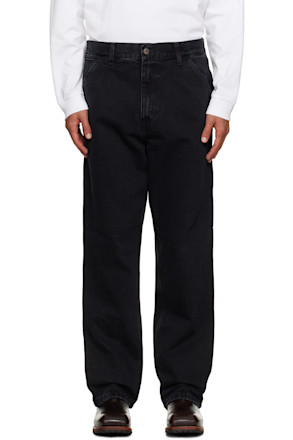 Black Single Knee Jeans