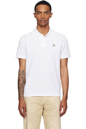 White Logo Patch Cotton Piquet Polo