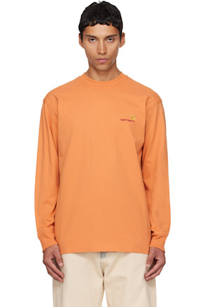 Orange American Script Long Sleeve T-shirt