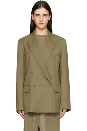 Khaki Newark Double Breasted Blazer
