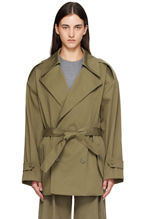 Khaki Zurich Oversized Short Trench Coat