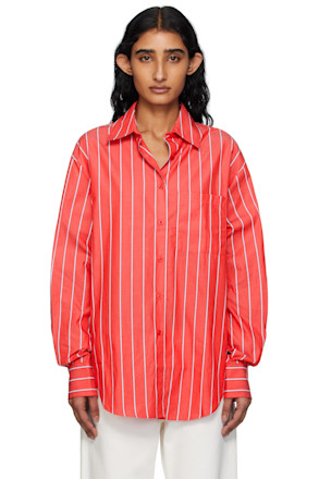Red & White Lui Striped Cotton Shirt