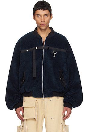 Navy Sherpa Fleece Bomber jacket