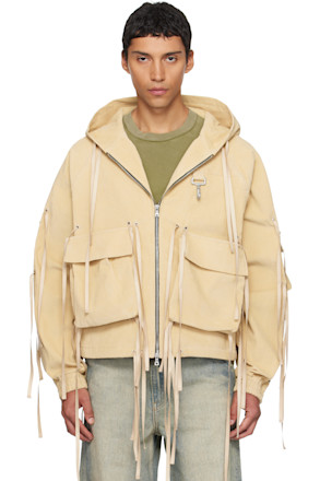 Khaki Corduroy Modular Pocket Hooded Jacket