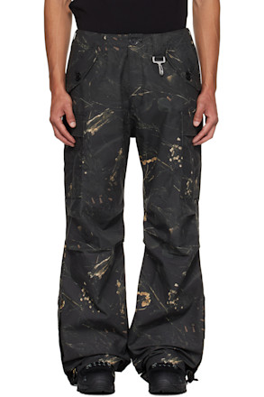 Green Cotton Ripstop Wide Leg Cargo Pants