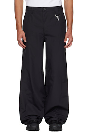 Black Laminated Nylon Straight Leg Trousers