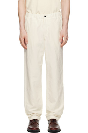 White Ezra Relaxed Cotton Linen Trousers