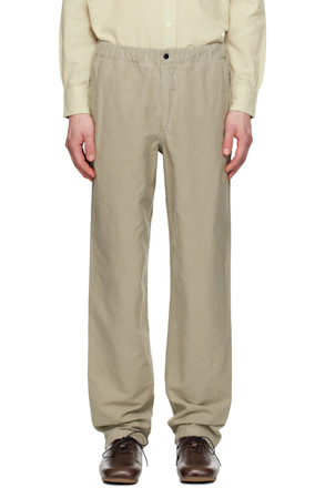 Taupe Ezra Relaxed Cotton Linen Trousers