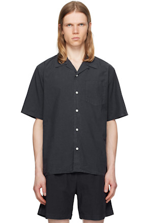 Navy Carsten Cotton Tencel Shirt