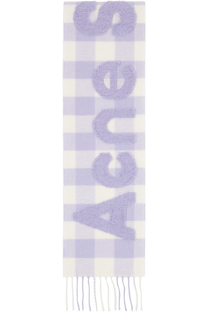 Purple & White Check Logo Scarf
