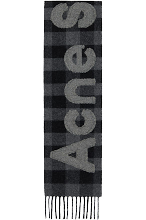 Black & Gray Check Logo Scarf