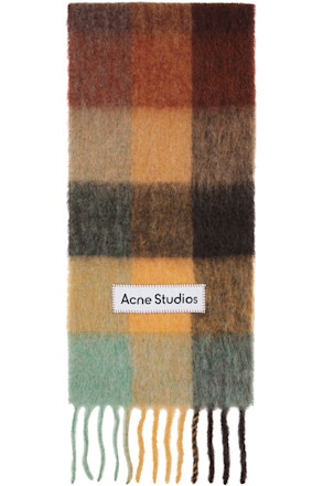 Multicolor Mohair Checked Scarf
