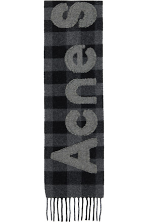 Black & Gray Check Logo Scarf