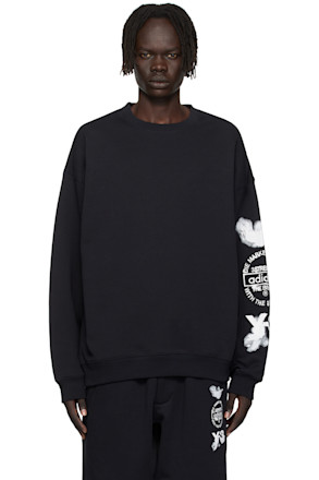 Black Graphic Crew Sweatshirt