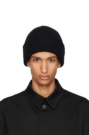 Black Damaged Knit Beanie