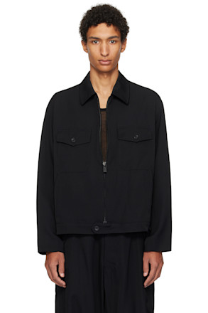Black Wool Gabardine Jacket