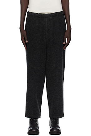 Gray Herringbone Elastic Trousers