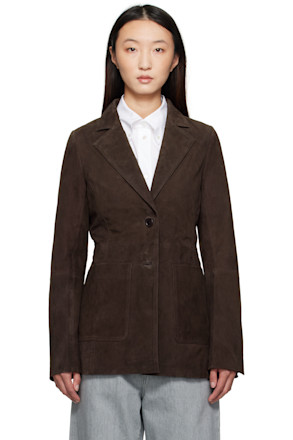 Brown Cinched Suede Blazer