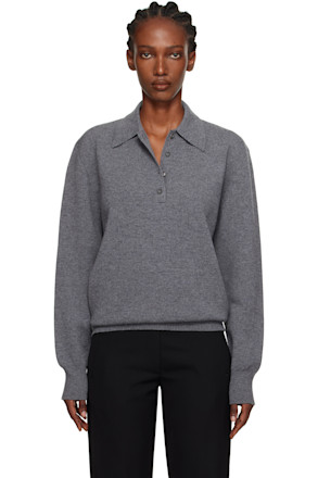 Gray Compact Knitted Polo