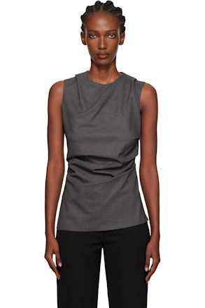 Gray Sleeveless Twisted Top