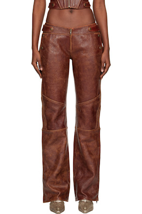 Brown Claw Leather Trousers