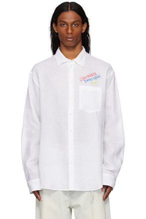 White 'Summer Lovers' Oversized Linen Shirt