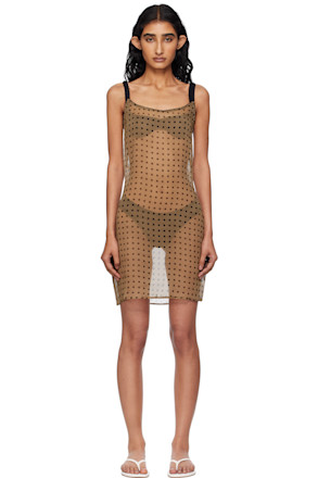 Brown Nonna Polka Slip Dress
