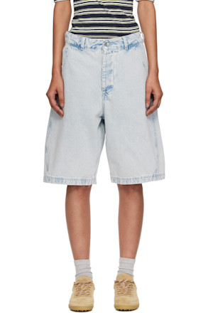 Blue Twisted Denim Shorts