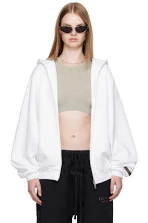 White 90s Fleece Zip-Up Hoodie