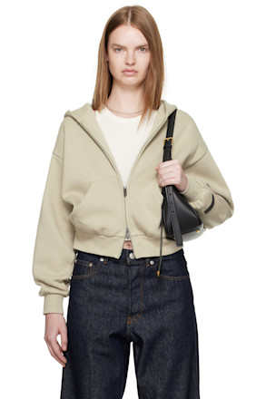 Taupe Classic Fit Zip-Up Hoodie