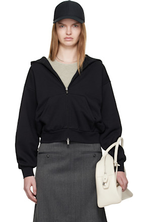 Black Classic Fit Zip-Up Hoodie