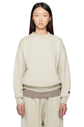 Beige Classic Fit Crewneck Sweatshirt