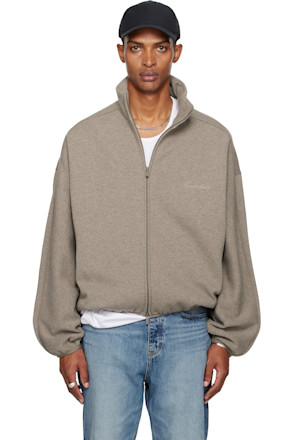 Brown Modern Fit Fleece Track Jacket
