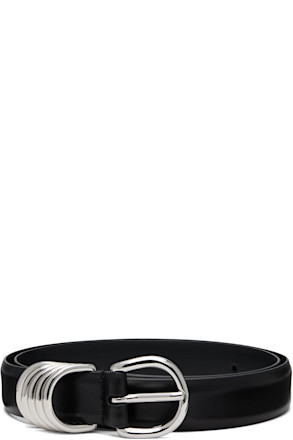 Black French Leather Ring Keeper Belt