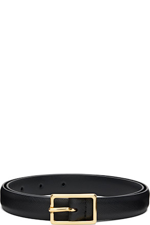 Black Skinny Saffiano Calf Leather Belt