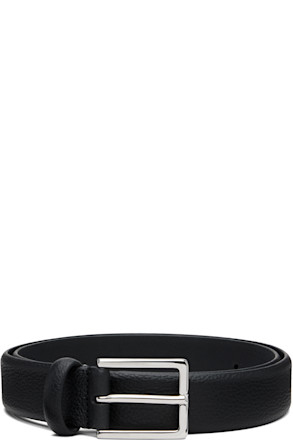 Black Soft Grained Calf Leather Buckle Belt