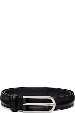 Black Skinny Formal Stitch Leather Belt