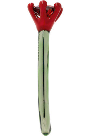 Green & Red Solitaire Rose Loop Single Earring