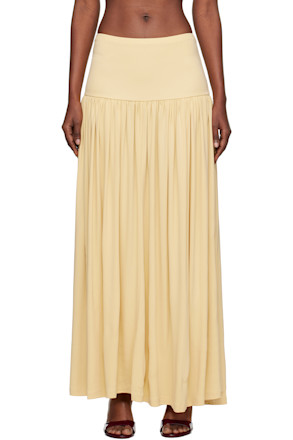 Yellow Gathered Maxi Skirt