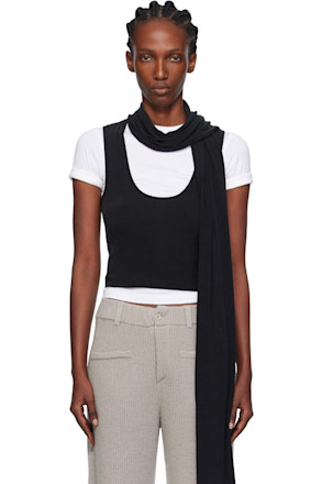 Black Scarf Scoop Tank Top