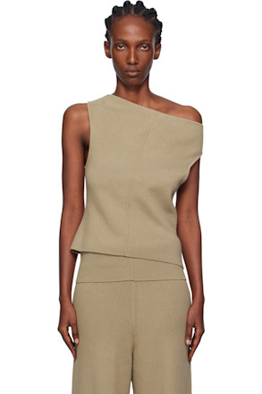 Beige Off Shoulder Seam Top