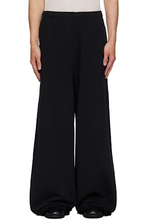 Black Cotton Wide-Leg Sweatpants